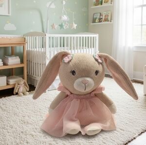 BABY Born x Living Textiles Belle Bunny Knit Plush Rattle - Pink Tutu